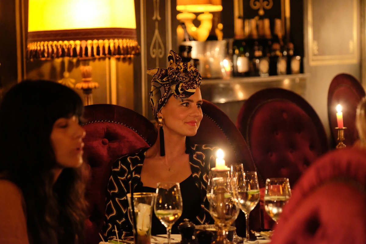 Woman enjoying a table setting in Marrakech