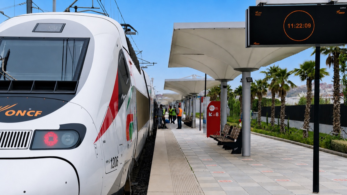 ONCF train at a Moroccan station platform