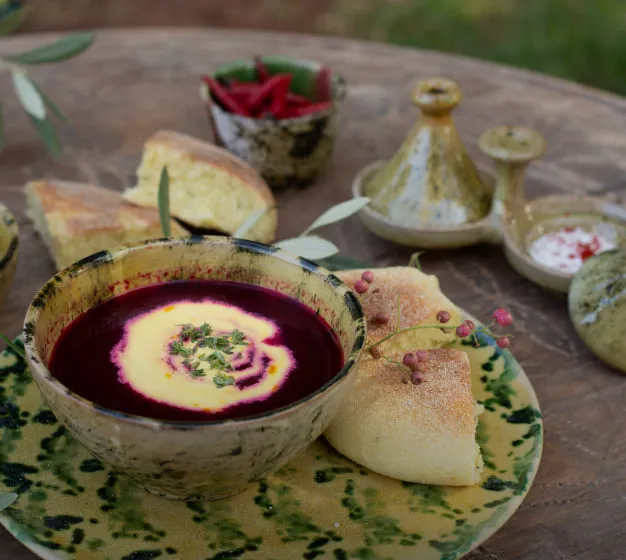 Seasonal garden dish served outdoors